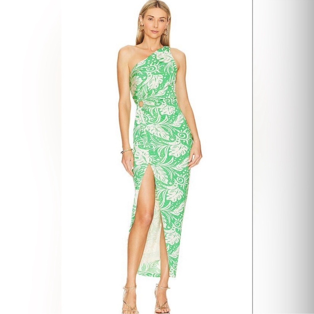 Saylor Kaegan One-Shoulder Dress in Kermit – Size M - Picture 2 of 14